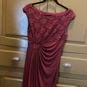 Burgundy cocktail dress with sequence detail